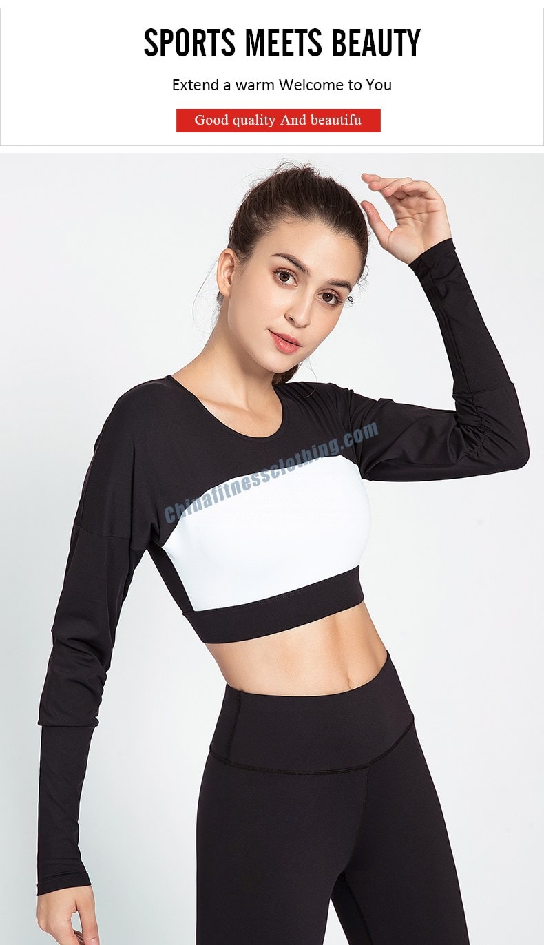 Black and white long sleeve crop top manufacturer