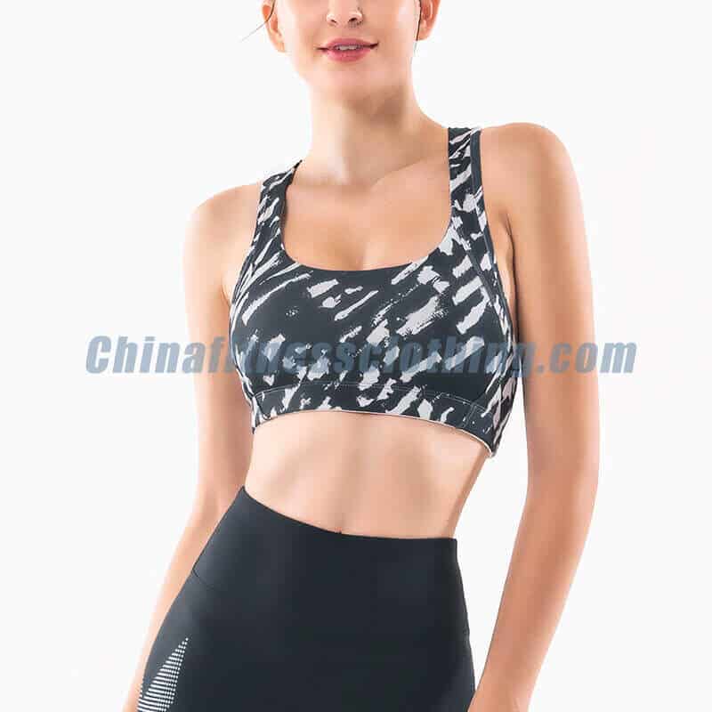 Black Thin Strap Sports Bra Wholesale - China Fitness Clothing