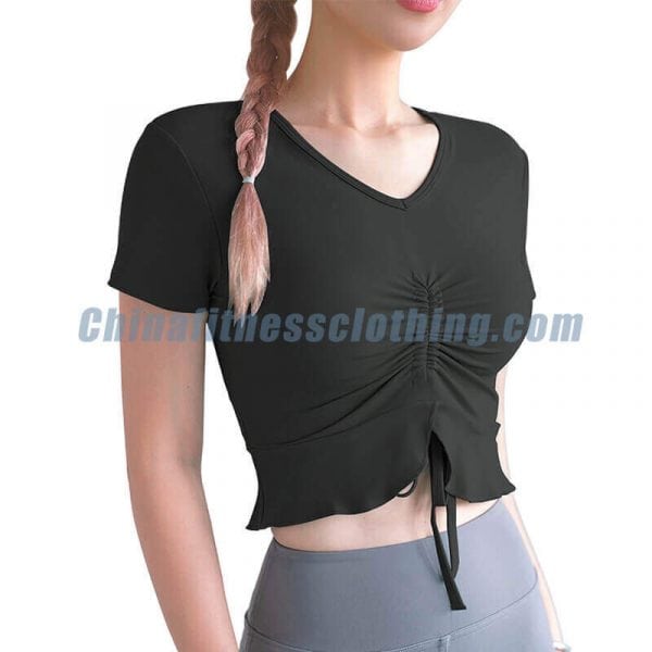 Black short sleeve yoga tops manufacturers - Short Sleeve Yoga Tops Wholesale - Custom Fitness Apparel Manufacturer