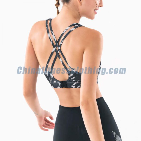 Custom black and white sports bra in bulk - Soutien-gorge de sport noir et blanc Wholesale - Wholesale Fitness Clothing Manufacturer