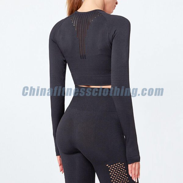 Custom black long sleeved turtleneck crop tops manufacturer - Coltrui met lange mouwen - Wholesale Fitness Clothing Manufacturer