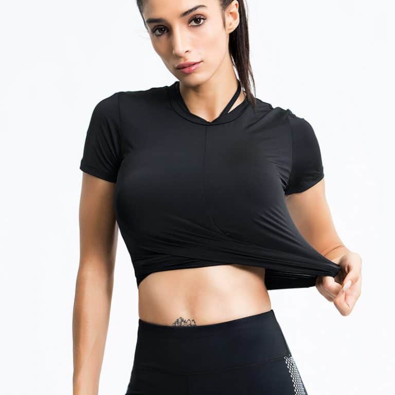 Custom black short sleeve crop top - Home - Wholesale Fitness Clothing Manufacturer