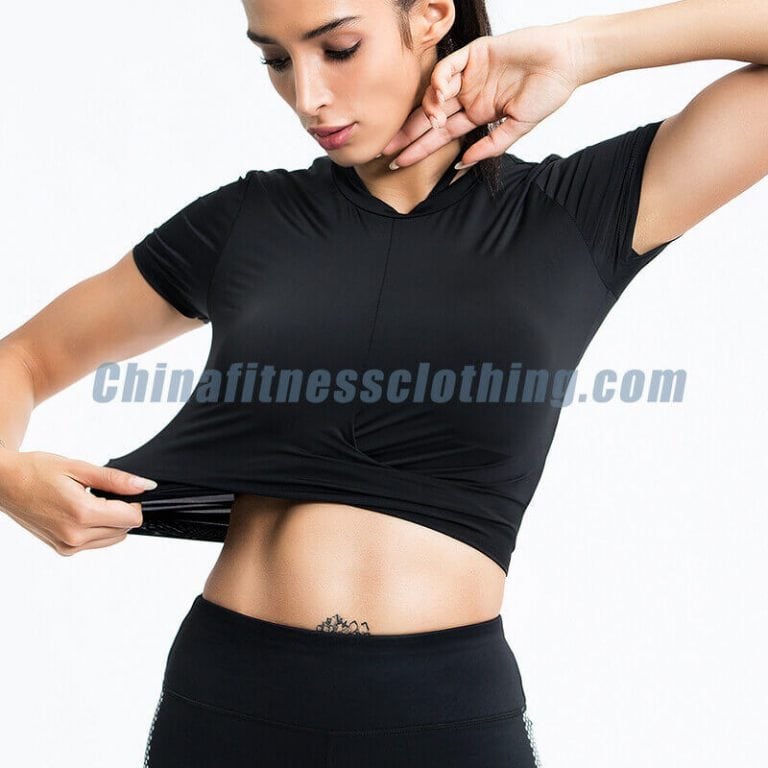 Custom black short sleeve crop top wholesale - Home - Wholesale Fitness Clothing Manufacturer