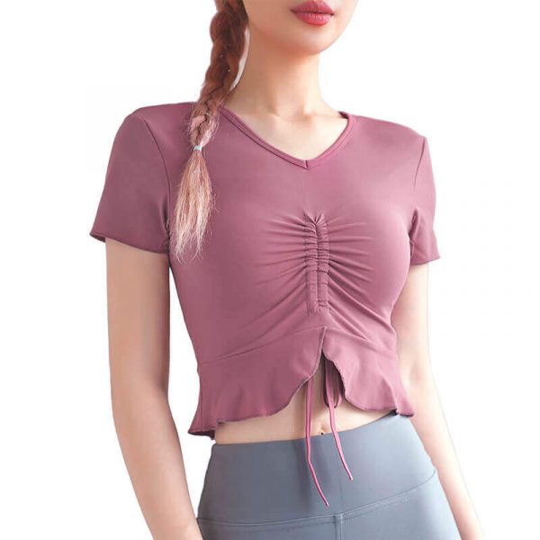 Custom pink short sleeve yoga tops wholesale - Wholesale Pink T Shirt Womens - Custom Fitness Apparel Manufacturer