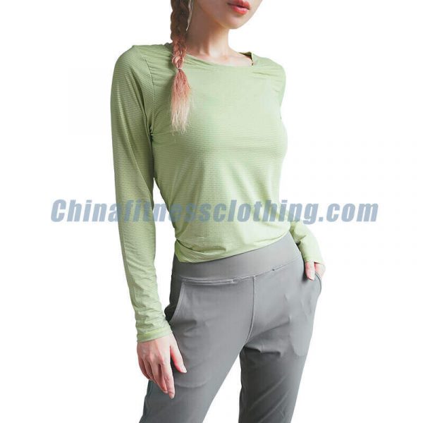 Custom womens green long sleeve t shirt wholesale - Grünes Langarm-T-Shirt für Frauen Großhandel - Wholesale Fitness Clothing Manufacturer