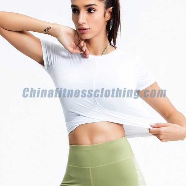 Custom womens white t shirt crop top - Damen Weißes T Shirt Crop Top Großhandel - Wholesale Fitness Clothing Manufacturer