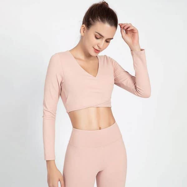 Light pink crop tops wholesale - Lichtroze Colbert Groothandel - Wholesale Fitness Clothing Manufacturer