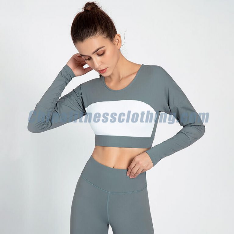 Loose long sleeve crop top - Accueil - Wholesale Fitness Clothing Manufacturer