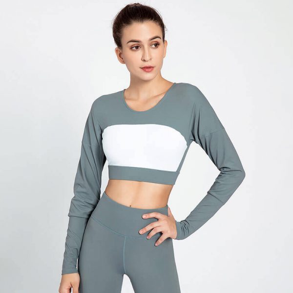 Loose long sleeve crop top supplier - Cropped Loose Long Sleeve Top - Custom Fitness Apparel Manufacturer