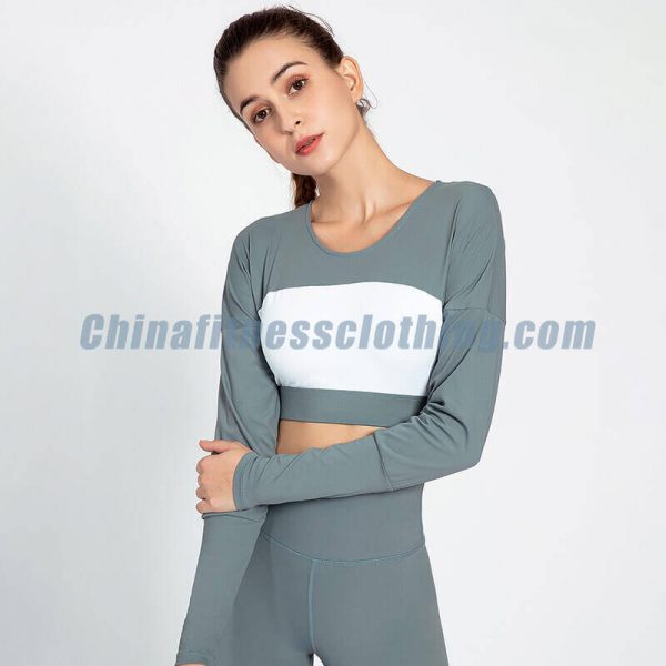 Loose long sleeved crop top wholesale - Top recortado de manga larga - Wholesale Fitness Clothing Manufacturer