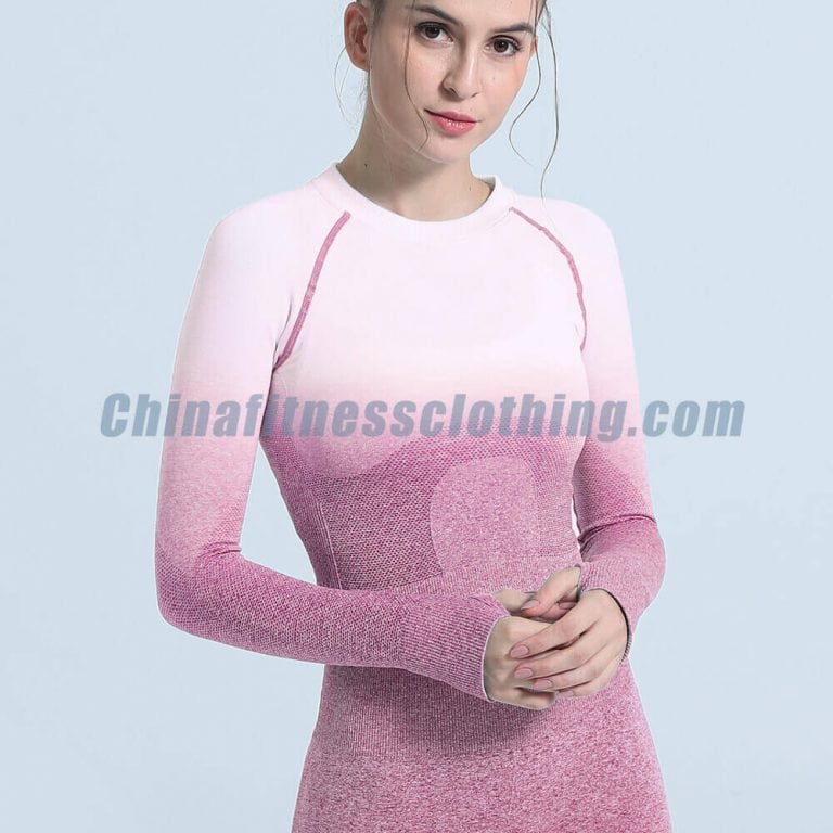 Ombre seamless long sleeve crop tops wholesale - Home - Wholesale Fitness Clothing Manufacturer