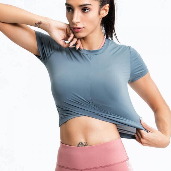 Round neck crop top - Rundhalsausschnitt Crop Top T Shirt - Wholesale Fitness Clothing Manufacturer