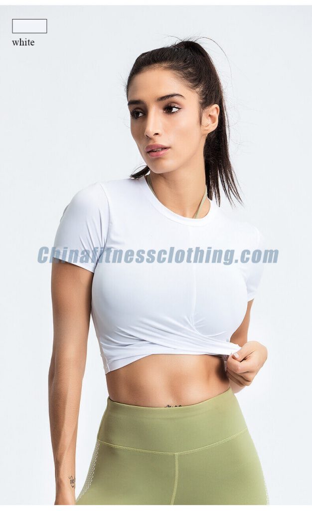 Wholesale womens white t shirt crop tops - Womens White T Shirt Crop Top Wholesale - Custom Fitness Apparel Manufacturer