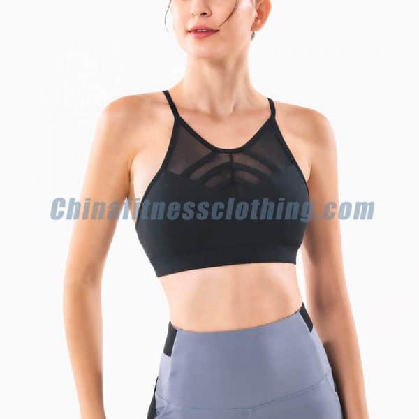 custom black thin strap sports bra 1 - Black Thin Strap Sports Bra Wholesale - Custom Fitness Apparel Manufacturer