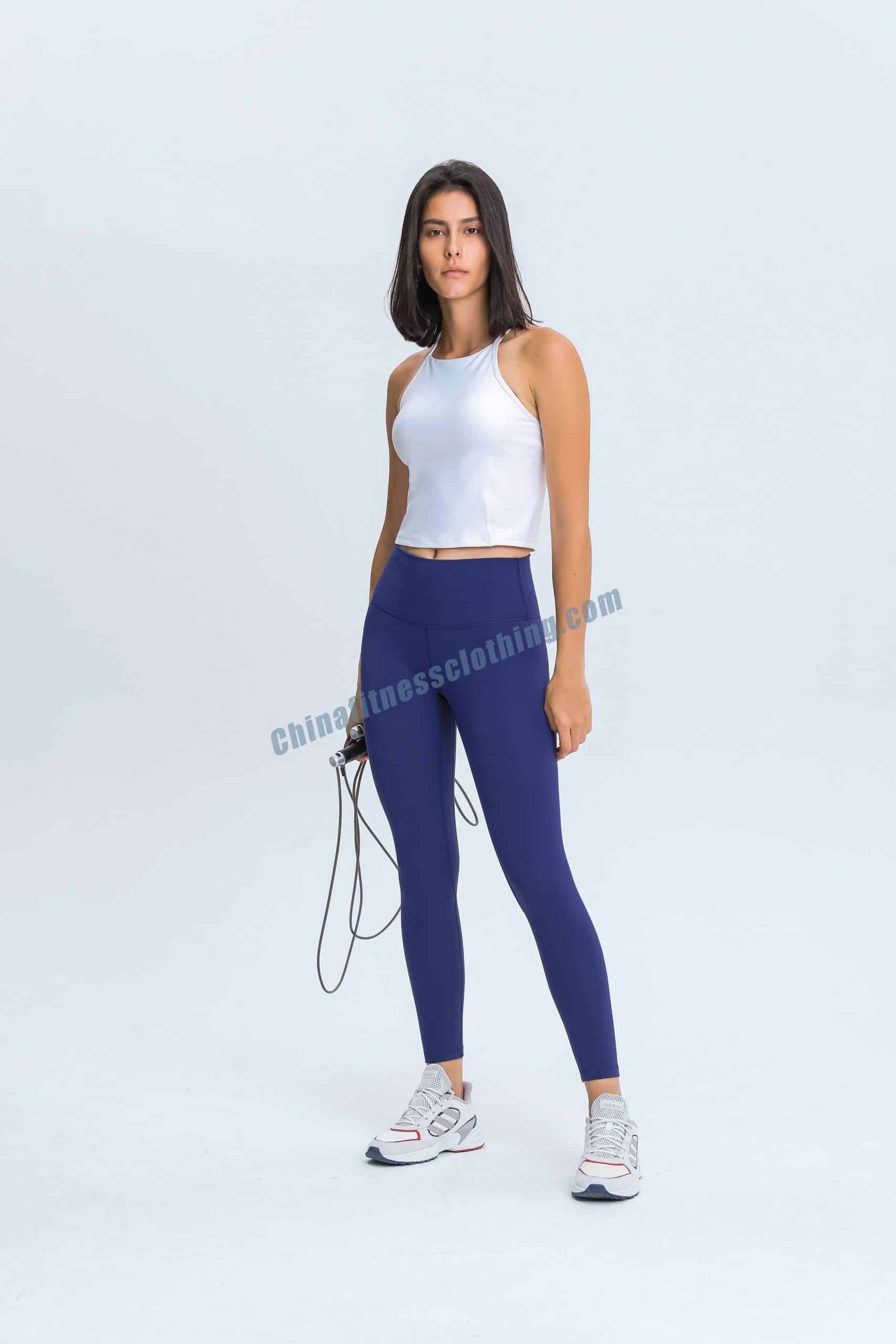 Blaue Leggings mit hoher Taille für das Fitnessstudio