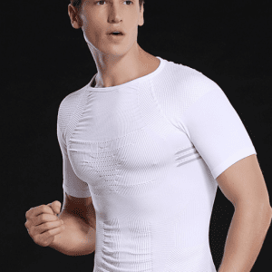 white fitted short sleeve shirt