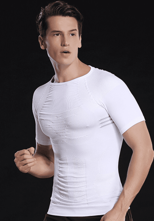 white fitted short sleeve shirt