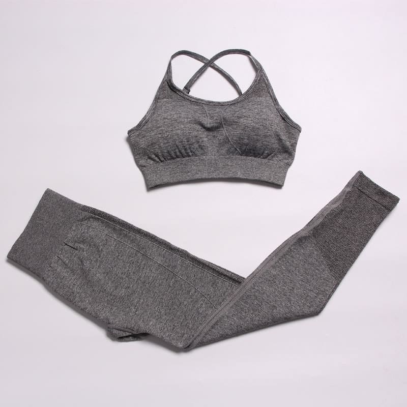 3pcs/set Purple Black Green Gray 2 Piece Seamless Yoga Set Back Hole Design Gym Clothing Legging Sport Wear Workout Yoga Outfit