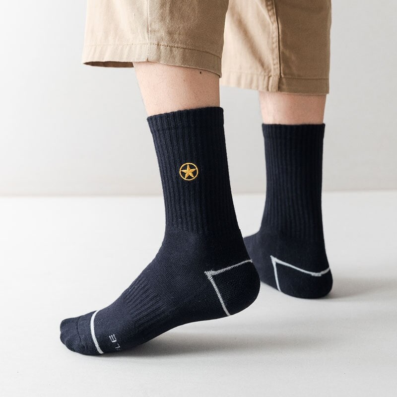 Men's Winter Solid Color Embroidery Sports Socks Wholesale