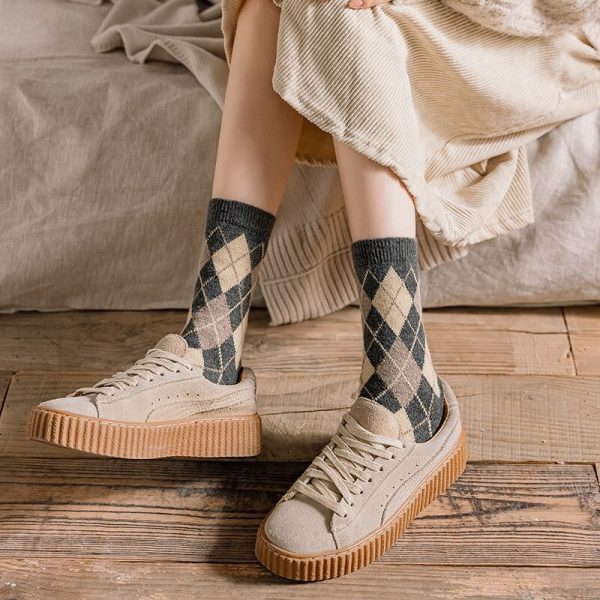 17562 - Diamond Wool Stockings Thickened Warm Socks Wholesale - Custom Fitness Apparel Manufacturer