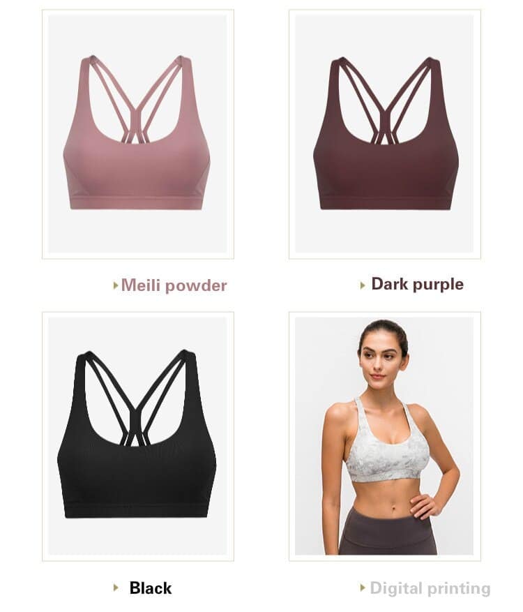 NWT 2020 Strappy Workout Sports Bras Tops Women Naked-feel Wireless Yoga Fitness Bras Padded Push Up Athletic Crop Tops