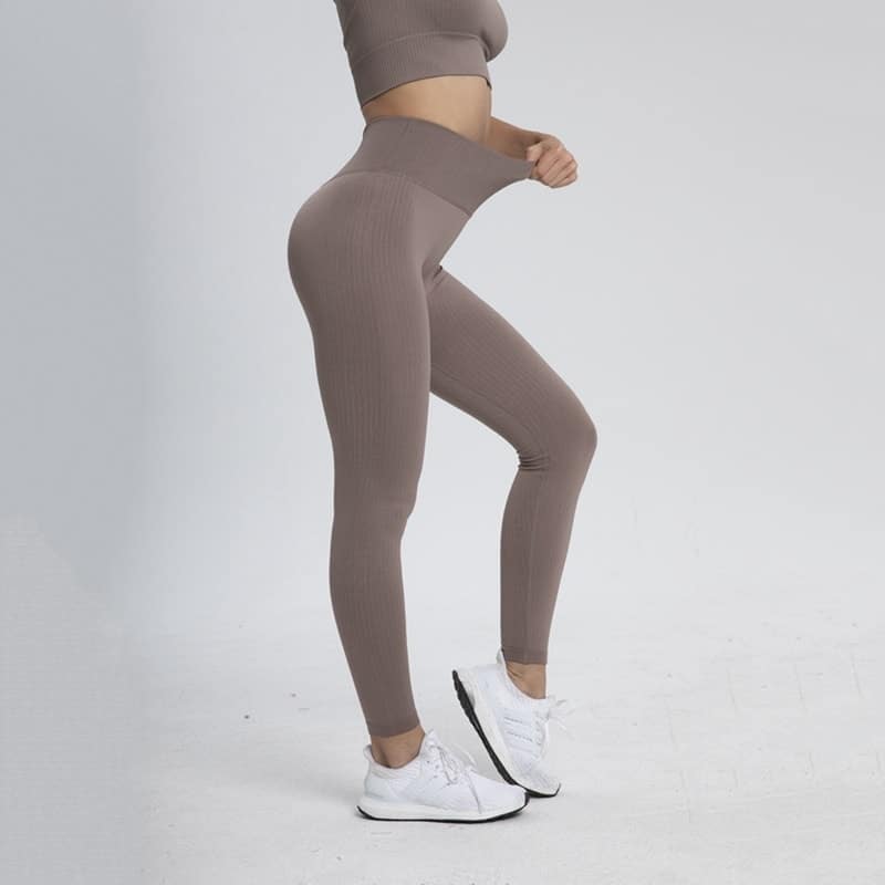 Ribbed Leggings Women Yoga Pants Fitness Tights Sport High Waist Leggings Gym Workout Sportswear Woman Running Pants