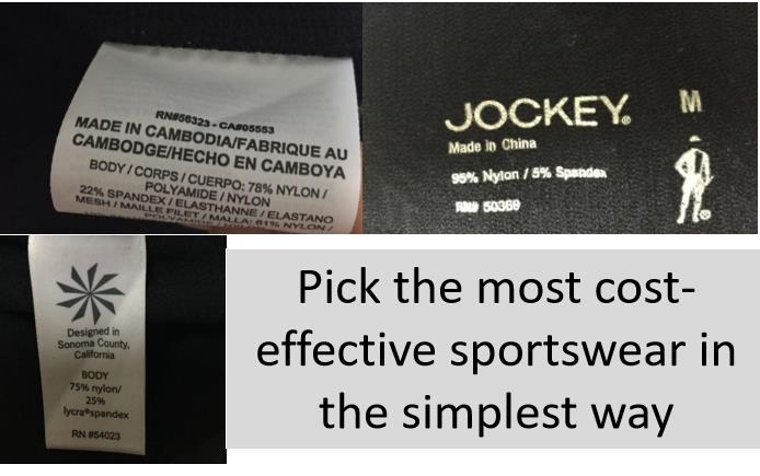 Pick the most cost-effective sportswear in the simplest way