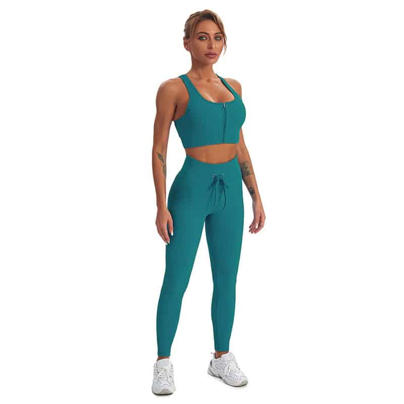 Zipper Yoga Set Sports Bra Women Leggings Gym Clothing Two Piece Tracksuits Women's Sport Set Workout Running Fitness Sportswear