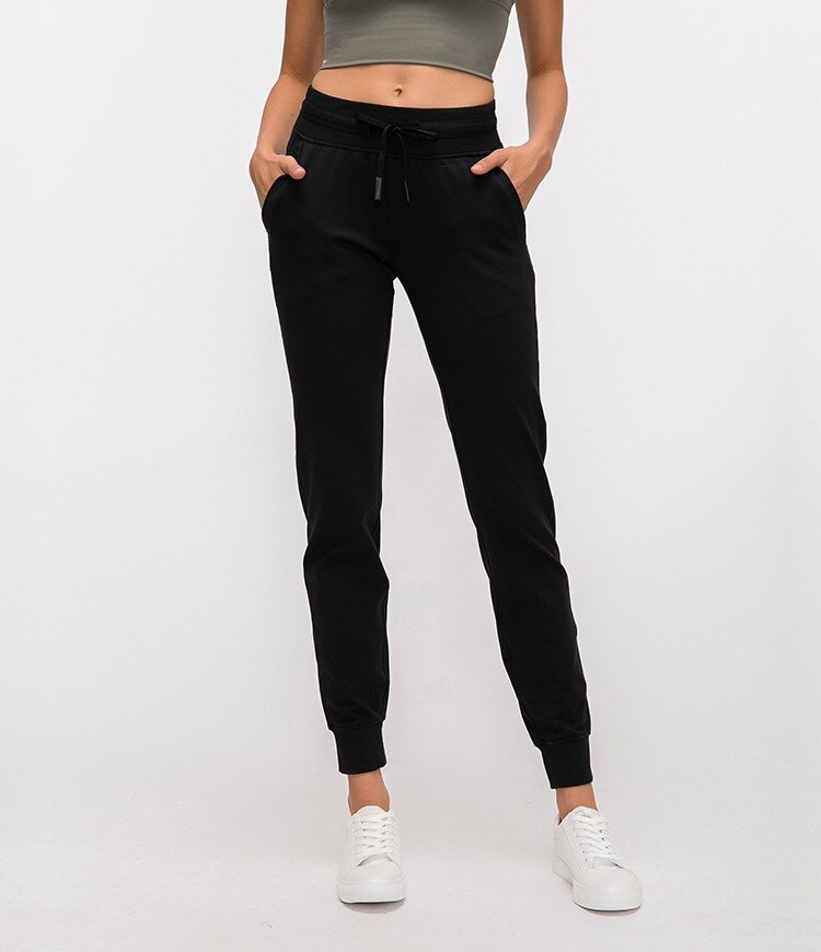 Women workout Sport Joggers Pants Women Drawstring Fitness Jogger Butter Soft Leggings with two side pockets Full length