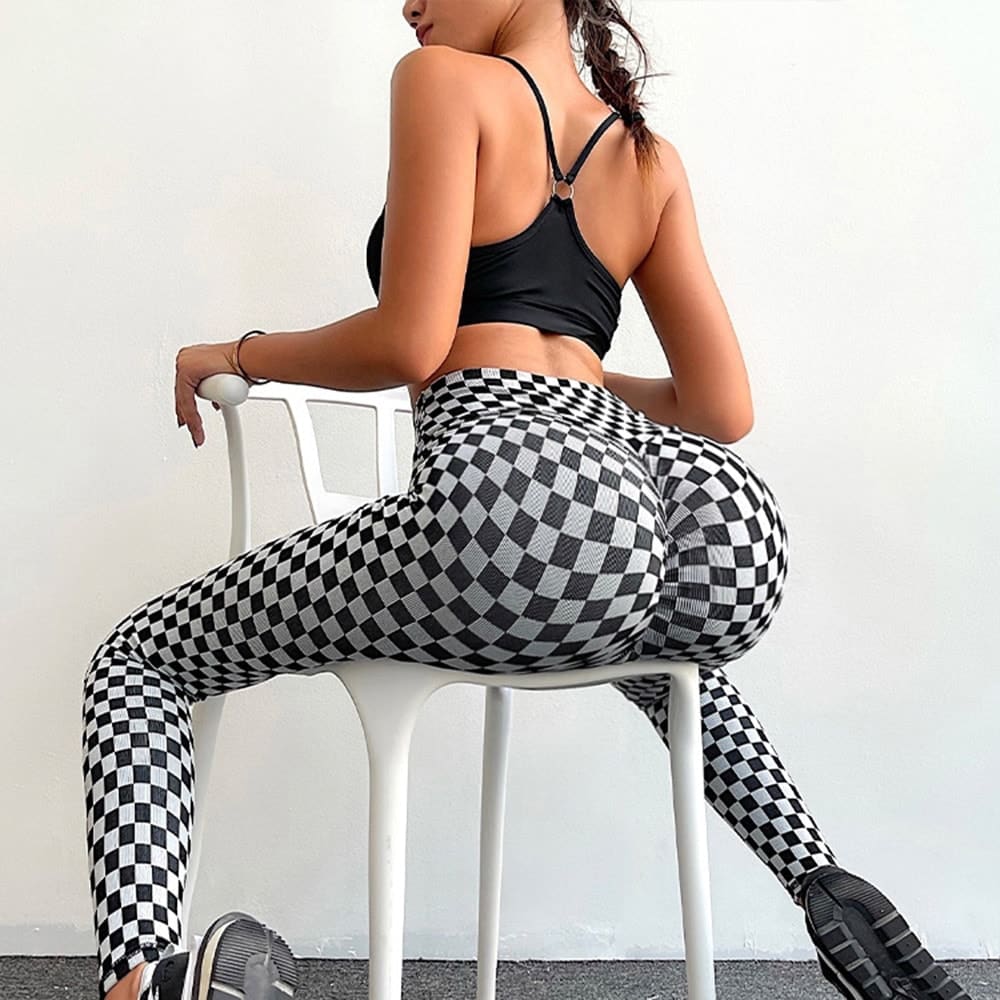 Women's Seamless Leggings Peach Hip Checkerboard Yoga Pants High Waist Hip Lifting Leggings Fitness Woman Gym Tights Sports Pant