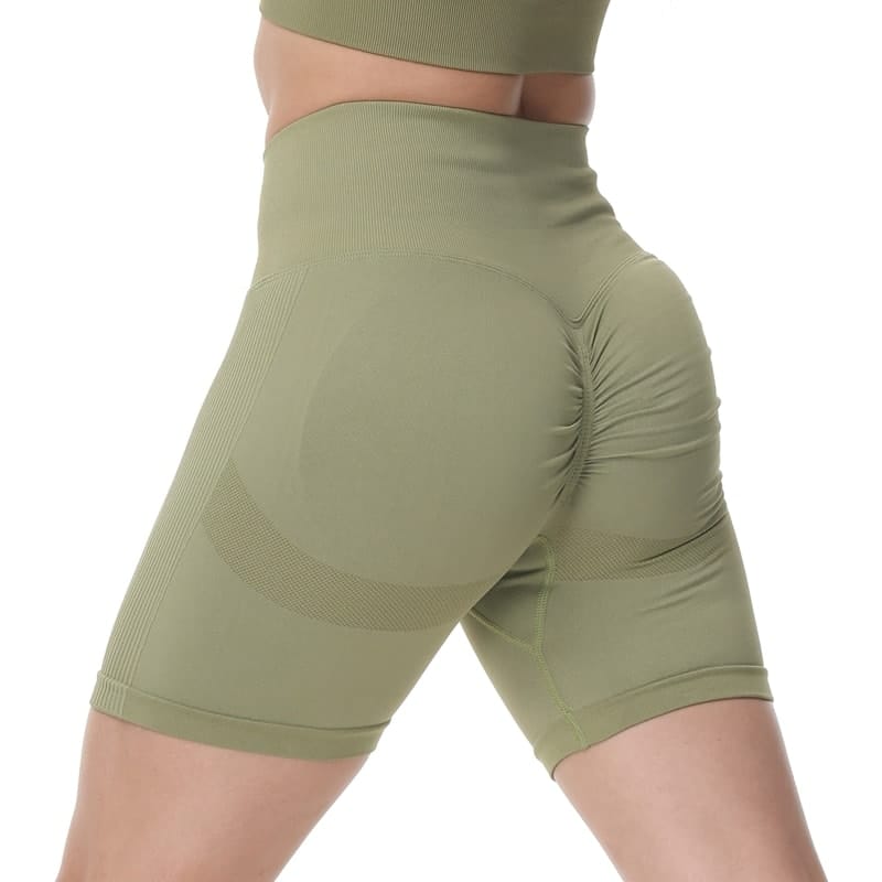 New Solid Yoga Shorts High Waist Fitness GYM Shorts Push Up Workout Seamless Scrunch Butt Women Running Golf Sport Shorts Femme
