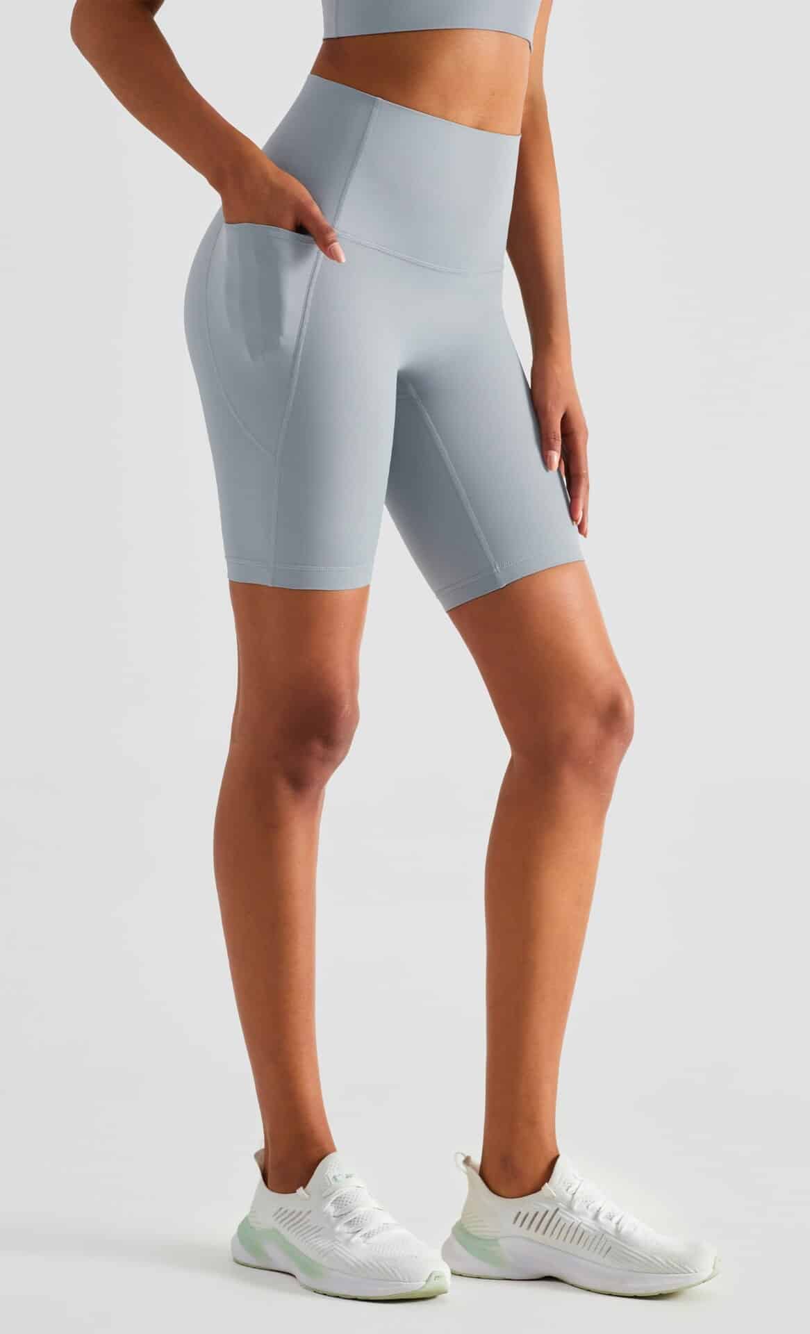 NWT High Waist Short 8" Women Biker Short Pockets Tummy Control Yoga Shorts Workout Running Sports Shorts Not Camel Seam Shorts