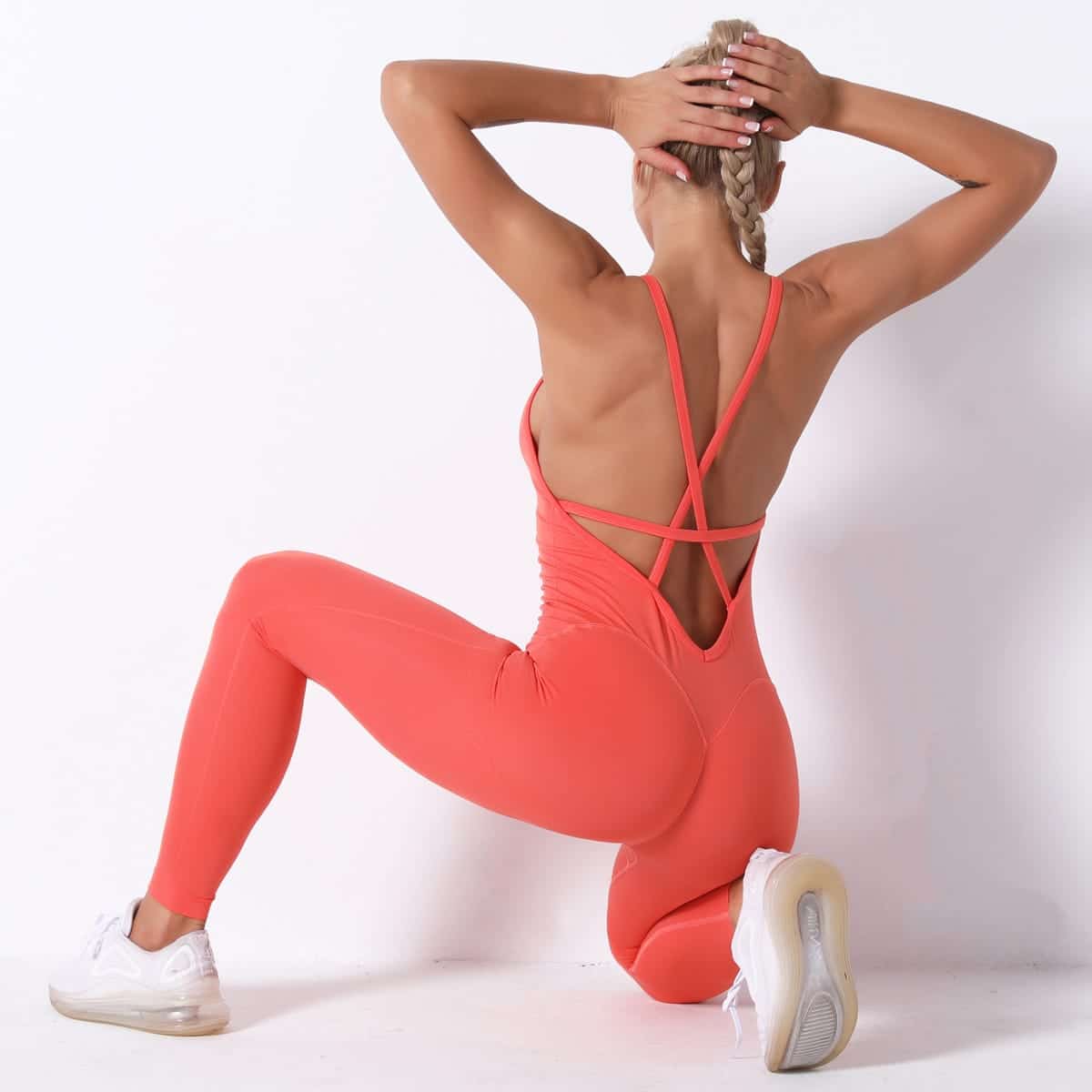 Jumpsuit Mulus Bodysuit Yoga Pembentuk Gaun Menari Balet Punggung Kecantikan Latihan Kebugaran Olahraga Legging untuk Wanita
