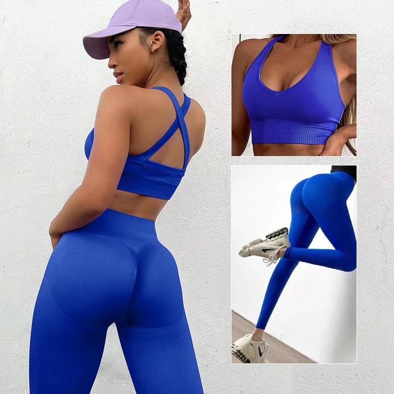 NCLAGEN Seamless Suit Women Sportwear Sport Bra And Pants Booty Scrunch Tights Yoga Clothes High Elastic GYM Set Fitness Workout