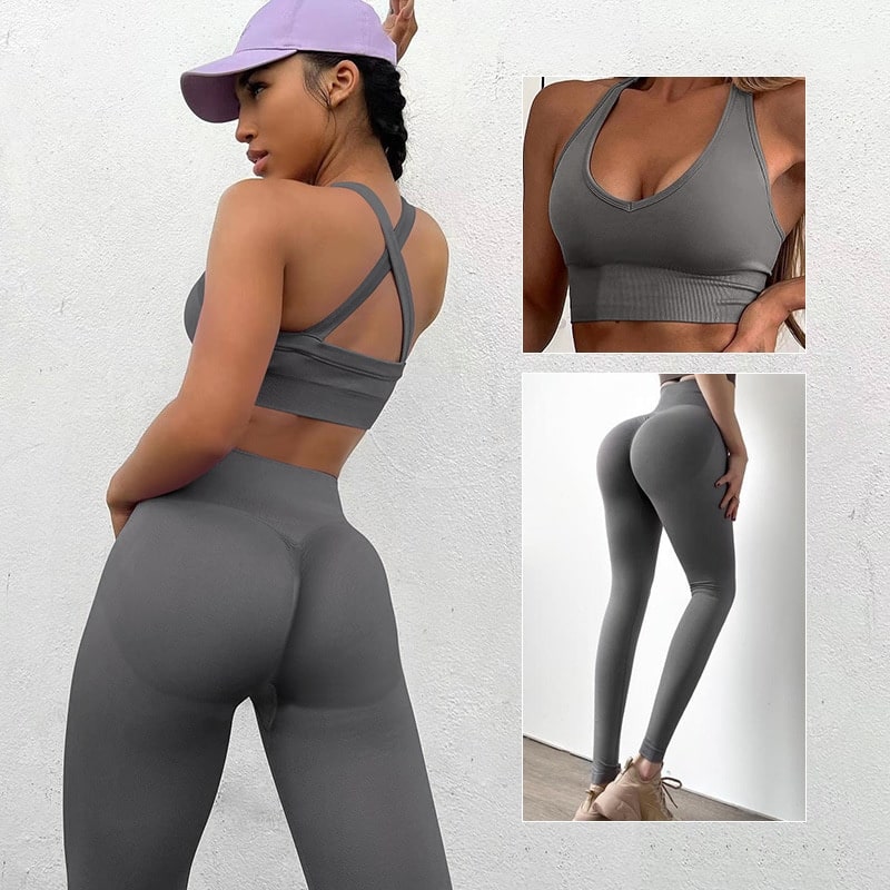 NCLAGEN Seamless Suit Women Sportwear Sport Bra And Pants Booty Scrunch Tights Yoga Clothes High Elastic GYM Set Fitness Workout