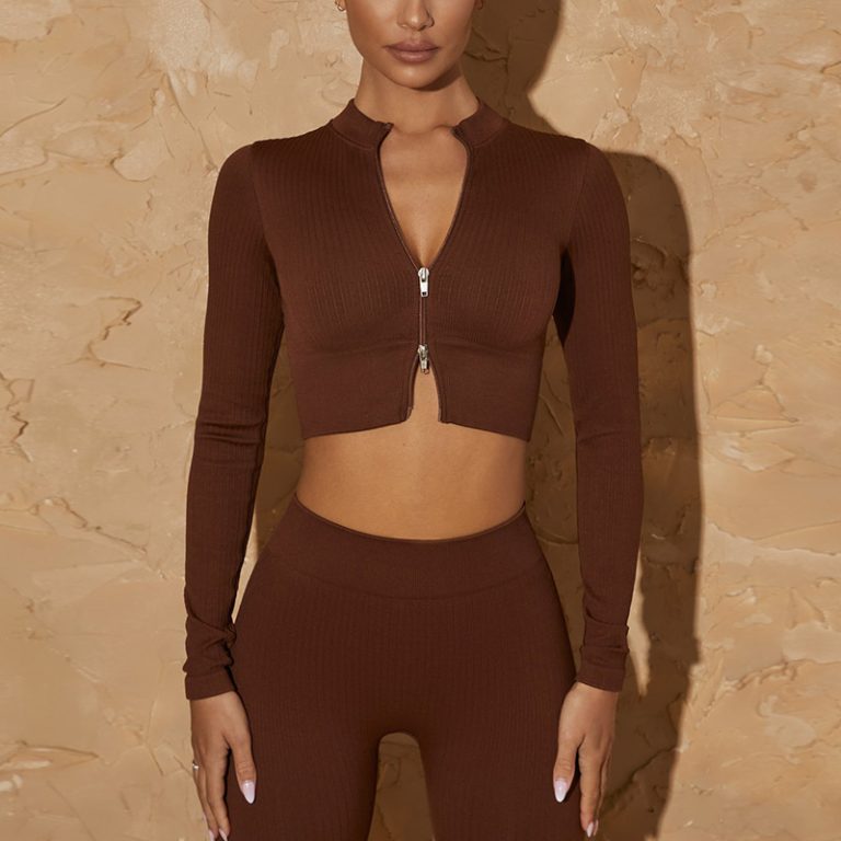 zip up crop top long sleeve - Home - Wholesale Fitness Clothing Manufacturer