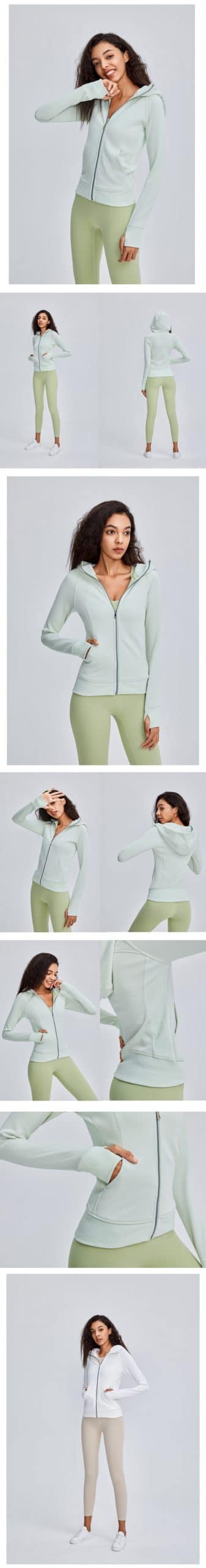 Yoga Top Long Sleeve Sports Top sport jacket With Pocket Clothes Sports And Fitness Workout Tops Open Back Top Workout Crop Top