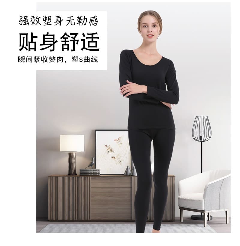 Women's Thermal Underwear Set Women Tight-fitting Winter Seamless Warm Intimates Long Johns Two Piece Sets Warm Lingerie Set