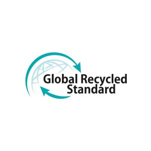 Global Recycled Standard (GRS) logo certifying the use of verified recycled materials in production.