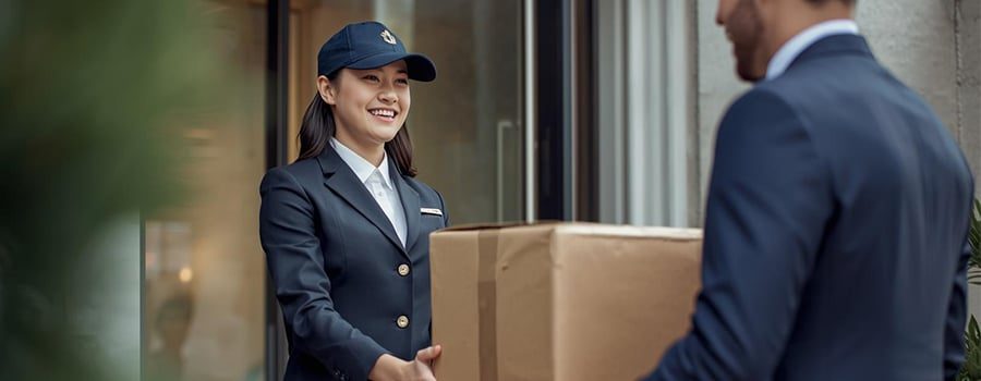 Streamlined B2B ordering and reliable global shipping process for activewear, featuring secure packaging and professional delivery services.